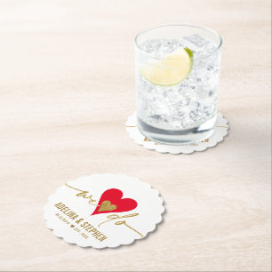 Dessous-de-verre En Papier Mariage Jour Élégant Coeur Simple Nous faisons Gol