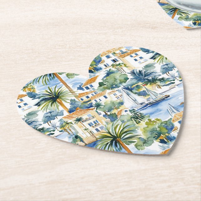 Dessous-de-verre En Papier Mariage méditerranéen tropical (Incliné)