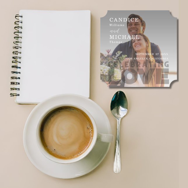 Dessous-de-verre En Papier Mariage photo noir et blanc moderne (Créateur téléchargé)