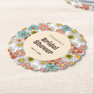 Dessous-de-verre En Papier Mariage rétro hippie groovy fleurs 