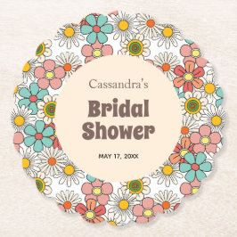 Dessous-de-verre En Papier Mariage rétro hippie groovy fleurs 