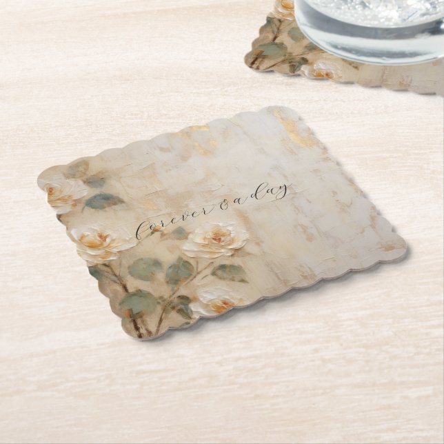 Dessous-de-verre En Papier Mariage Rose Cream Peach (Incliné)