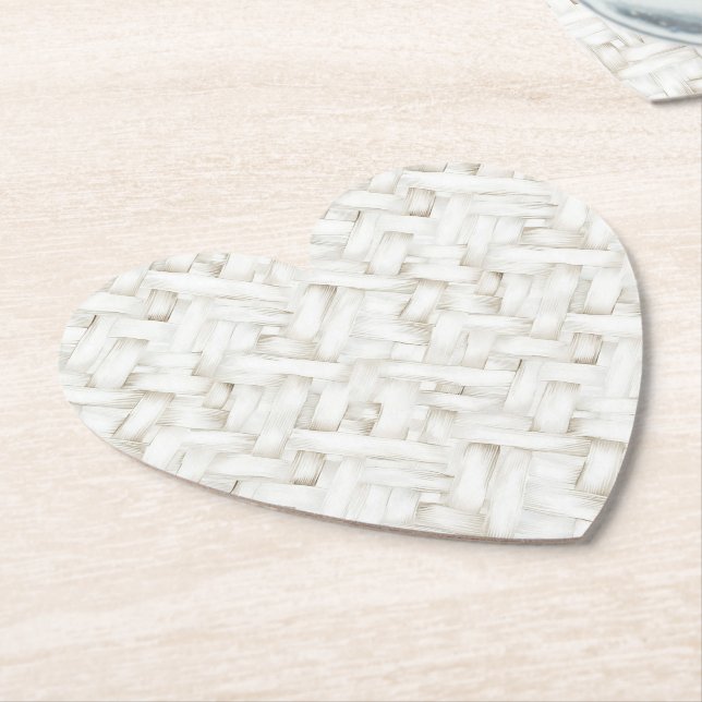 Dessous-de-verre En Papier Mariage tissé en panier blanc (Incliné)