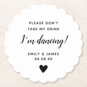 Dessous-de-verre En Papier Mariage verre Topper Script Amour Coeur Saint-Jacq