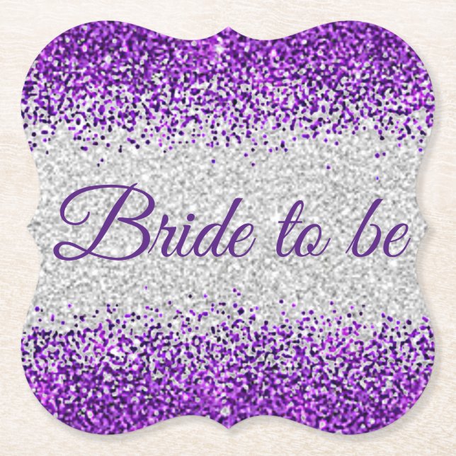 Dessous-de-verre En Papier Mariée à être - Argent blanc / Épersion violette (Devant)