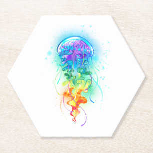 Dessous-de-verre En Papier Méduse arc-en-ciel