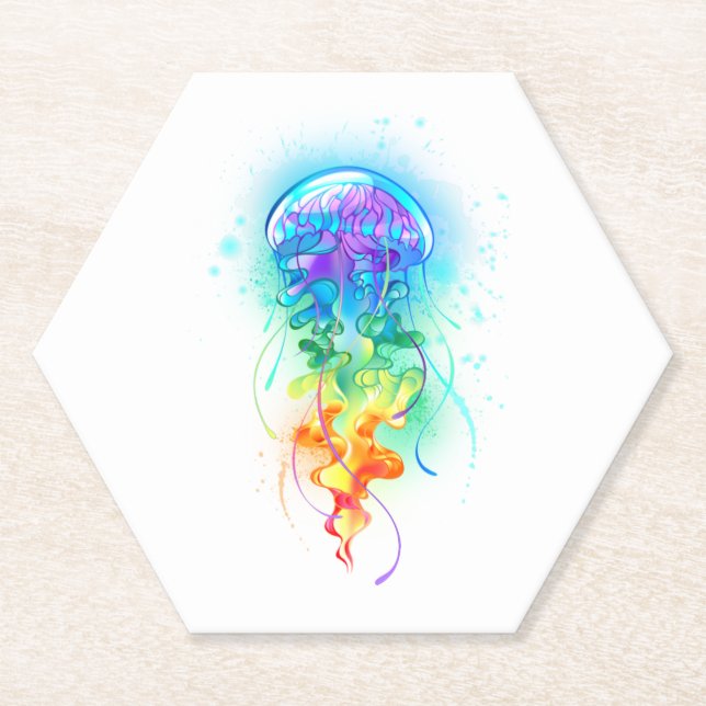 Dessous-de-verre En Papier Méduse arc-en-ciel (Devant)