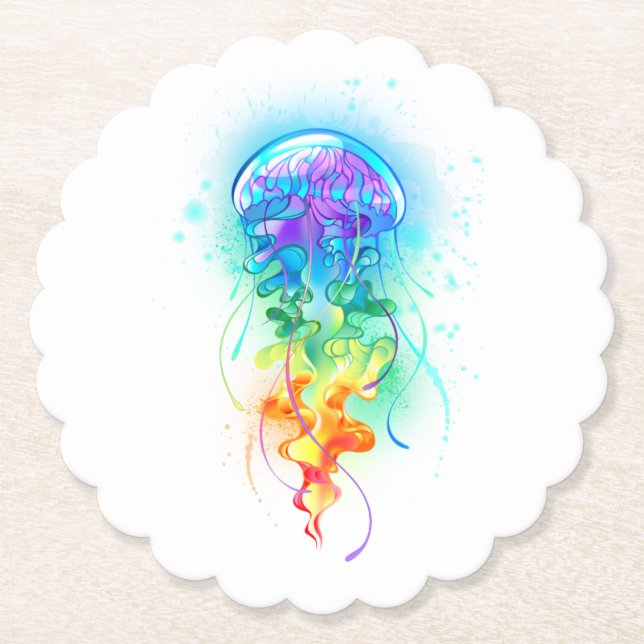 Dessous-de-verre En Papier Méduse arc-en-ciel (Devant)