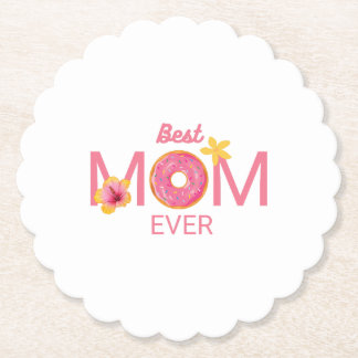 Dessous-de-verre En Papier Meilleur Donut Floral pour Maman