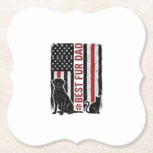 Dessous-de-verre En Papier Meilleur Papa Fourrure Drapeau Vintage T-Shirt Chi