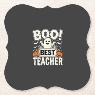 Dessous-de-verre En Papier Meilleur professeur Halloween fantôme Design_1