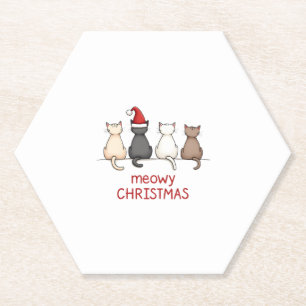 Dessous-de-verre En Papier Meowo Catmas Chat Noël Cute Kitten Chats Père Noël