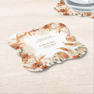 Dessous-de-verre En Papier Merci Mariage en terre cuite brillante