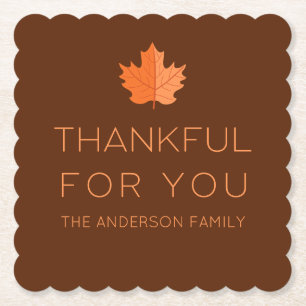 Dessous-de-verre En Papier Merci Pour Vous Thanksgiving minimaliste moderne