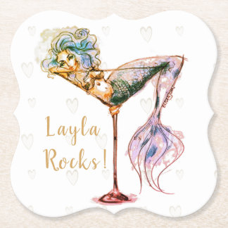 Dessous-de-verre En Papier Mermaid Martini personnalisé