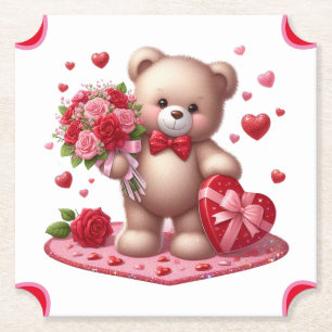 Dessous-de-verre En Papier Mignonne Valentine's Day Teddy Bear