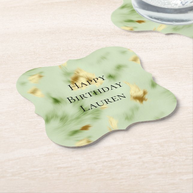 Dessous-de-verre En Papier Mint Green Gold Cowhide (Incliné)