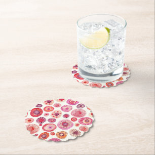Dessous-de-verre En Papier Modèle floral rose Abstrait