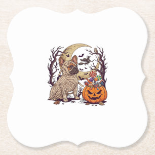 Dessous-de-verre En Papier Momie d'Halloween Chien Bouledogue Français Citrou