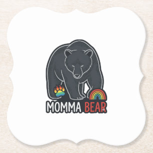 Dessous-de-verre En Papier Momma Bear Arc-en-ciel Design de T-shirt avec Grav
