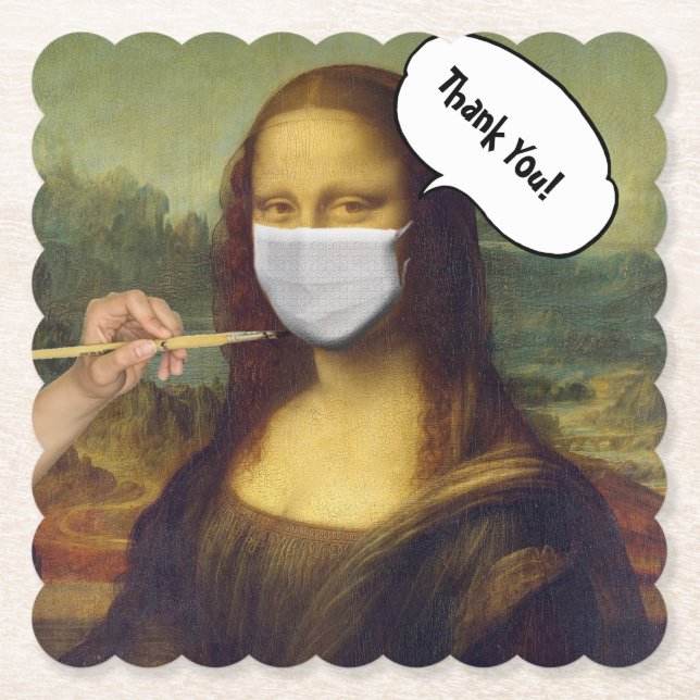 Dessous-de-verre En Papier Mona Lisa masquée (Devant)