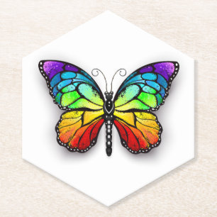 Dessous-de-verre En Papier Monarque papillon arc-en-ciel