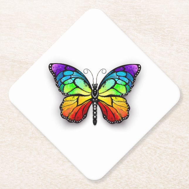 Dessous-de-verre En Papier Monarque papillon arc-en-ciel (Devant)