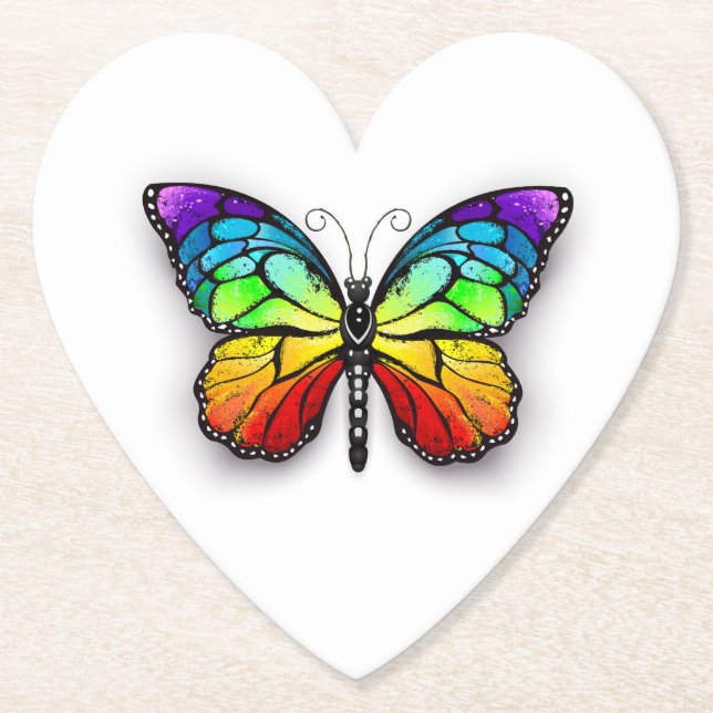 Dessous-de-verre En Papier Monarque papillon arc-en-ciel (Devant)