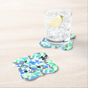 Dessous-de-verre En Papier Monnaie Bleue Abstraite tendance géométrique