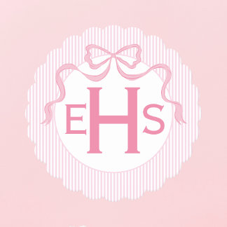 Dessous-de-verre En Papier Monogramme Bow rose, ruban personnalisé