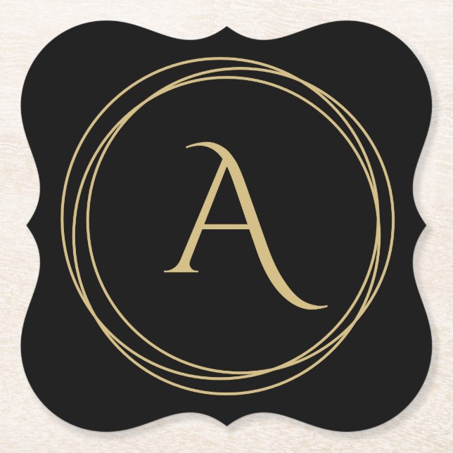 Dessous-de-verre En Papier Monogramme initial en cercles (Devant)