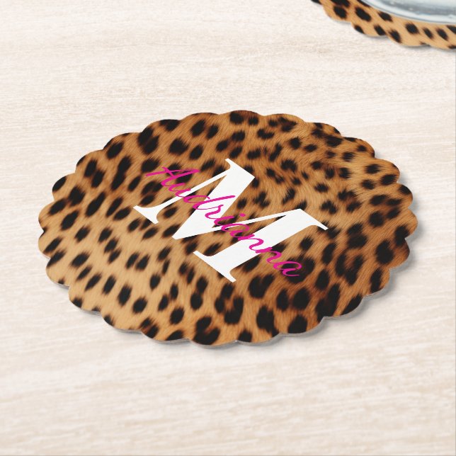 Dessous-de-verre En Papier Monogramme Poster de animal léopard (Incliné)