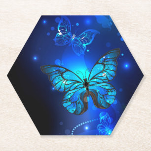 Dessous-de-verre En Papier Morpho Butterfly in the Dark Background