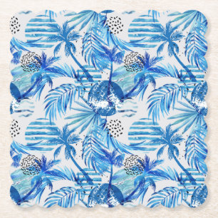 Dessous-de-verre En Papier Motif d'aquarelle bleu clair