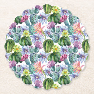Dessous-de-verre En Papier Motif de cactus à aquarelle peinte à la main