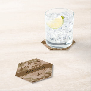 Dessous-de-verre En Papier Motif de camouflage du désert, Votre nom, Personna