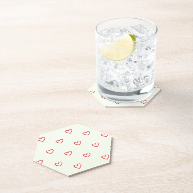 Dessous-de-verre En Papier Motif de cœurs rouges, Mignon, Amour (En situation)