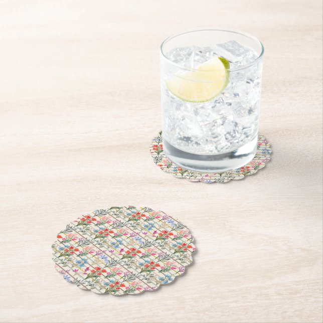 Dessous-de-verre En Papier Motif de fleurs d'aquarelle moderne (En situation)