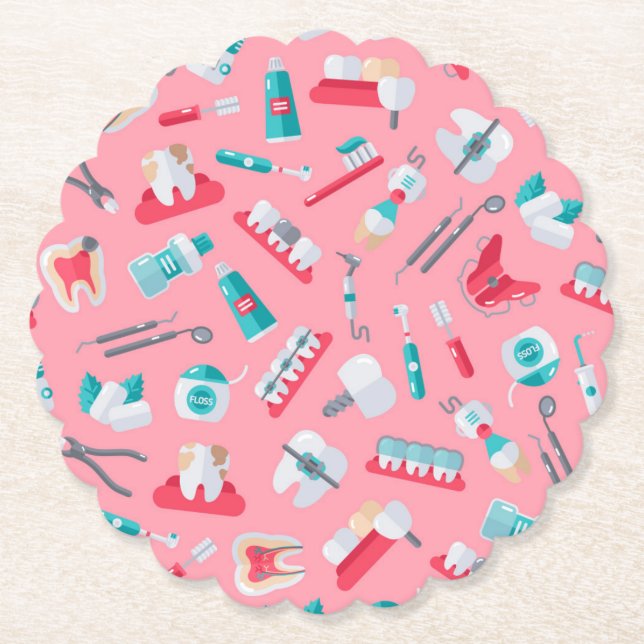 Dessous-de-verre En Papier Motif dentaire rose (Devant)