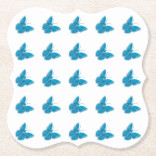 Dessous-de-verre En Papier Motif d'illustration de papillons bleus