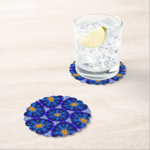Dessous-de-verre En Papier Motif Fleurs bleues Abstraites