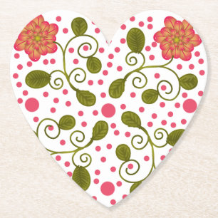 Dessous-de-verre En Papier Motif Floral Rose Fantaisie & Points Personnalisé