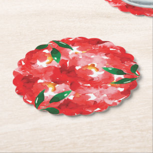 Dessous-de-verre En Papier Motif Floral Roses Rouges