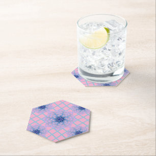 Dessous-de-verre En Papier Motif Floral Violet Bleu Pastel Esthétique Sans Co