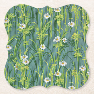 Dessous-de-verre En Papier Motif marguerite, motif vert,