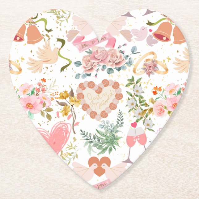 Dessous-de-verre En Papier motif ornements mariages (Devant)