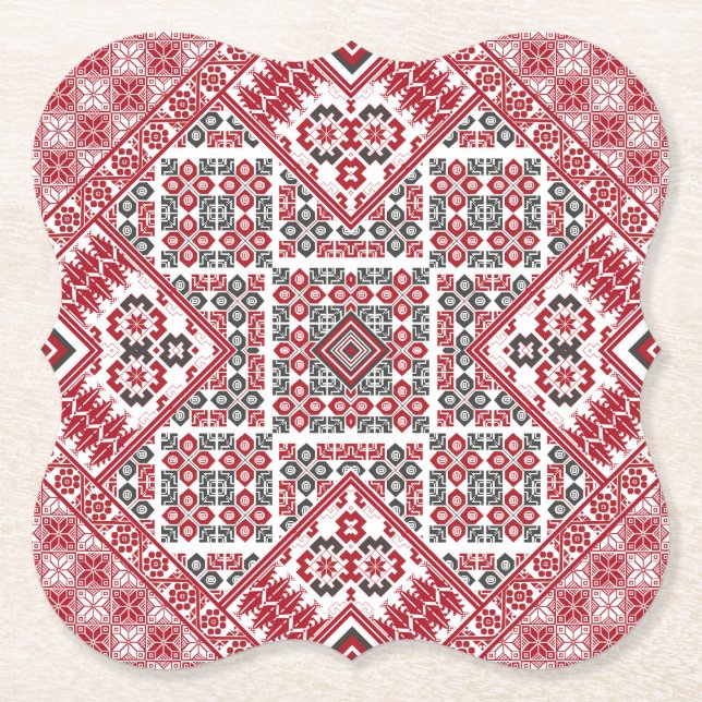 Dessous-de-verre En Papier Motif palestinien de broderie 2 (Devant)