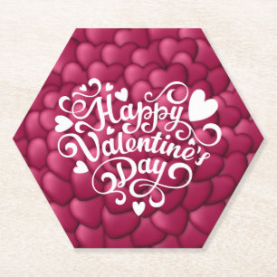 Dessous-de-verre En Papier Motif Rouge Texture 3D Cœurs-23803