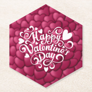 Dessous-de-verre En Papier Motif rouge texture 3D Coeurs-32322-23803