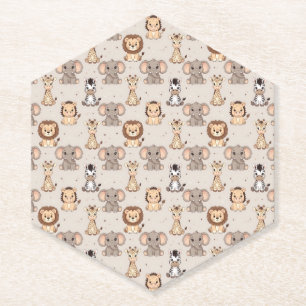 Dessous-de-verre En Papier Motif Safari Bébé Neutre